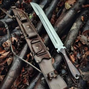 Premium Hand-Forged Heavy-Duty Camp Machete with Hardwood Grip & Multi-Pocket Sheath