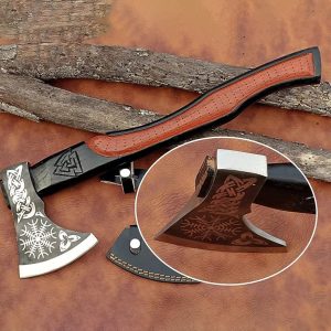 Ornate Axe with Leather Sheath Set