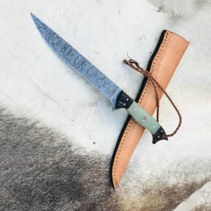 Custom Damascus Steel Fillet & Boning Knife with Two-Tone Handle