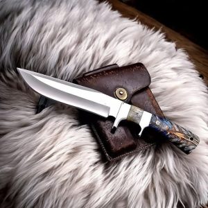 Premium Sub-Hilt Bowie Knife with Stabilized Burl & Stag Handle