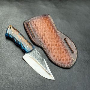 Premium Hand-Forged Dual-Tone Hunting Knife with Oceanic Hybrid Resin Grip