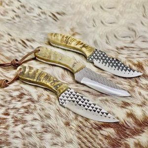 Premium Hand-Forged File Steel Hunting Knife Set with Authentic Stag Horn Grips
